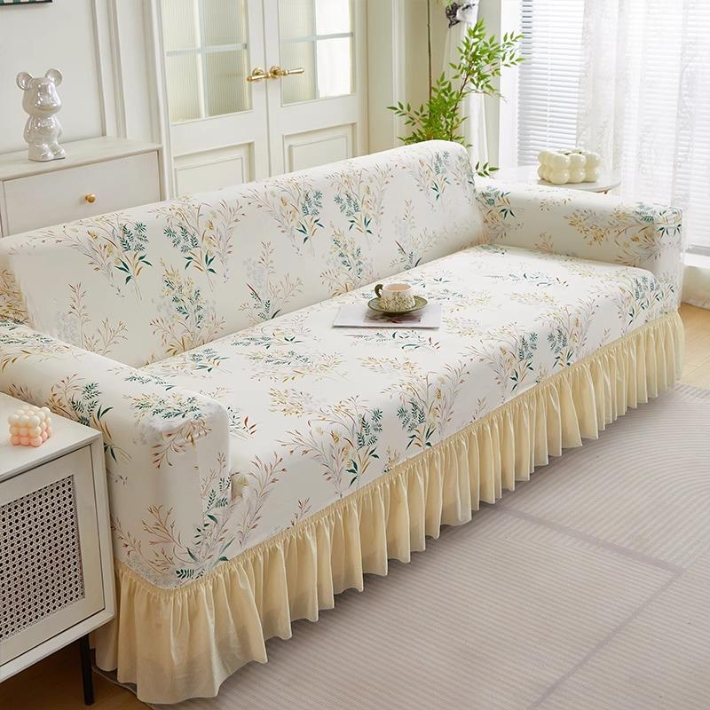 All inclusive Elastic Ice Silk Sofa Cover New Summer Style Anti Cat Scratch Skirt Hem Summer Straight Line Anti Slip Sofa Cover