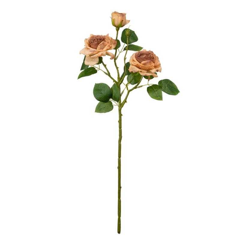 Artificial Flower 3-head Burnt Rose, Home Living Room Decoration Flower, Wedding Retro Autumn Color Multi-head Artificial Flower