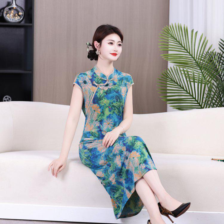 Summer Style Everyday Cheongsam for Middle-Aged Moms (50-60) - Flattering Fit for Comfort & Elegance
