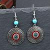 Vintage Ethnic Enamel Drop Oil Round Water Drop Earrings for Women Boho Multilcolor Beads Dangle Earring Female Pendiente Mujer
