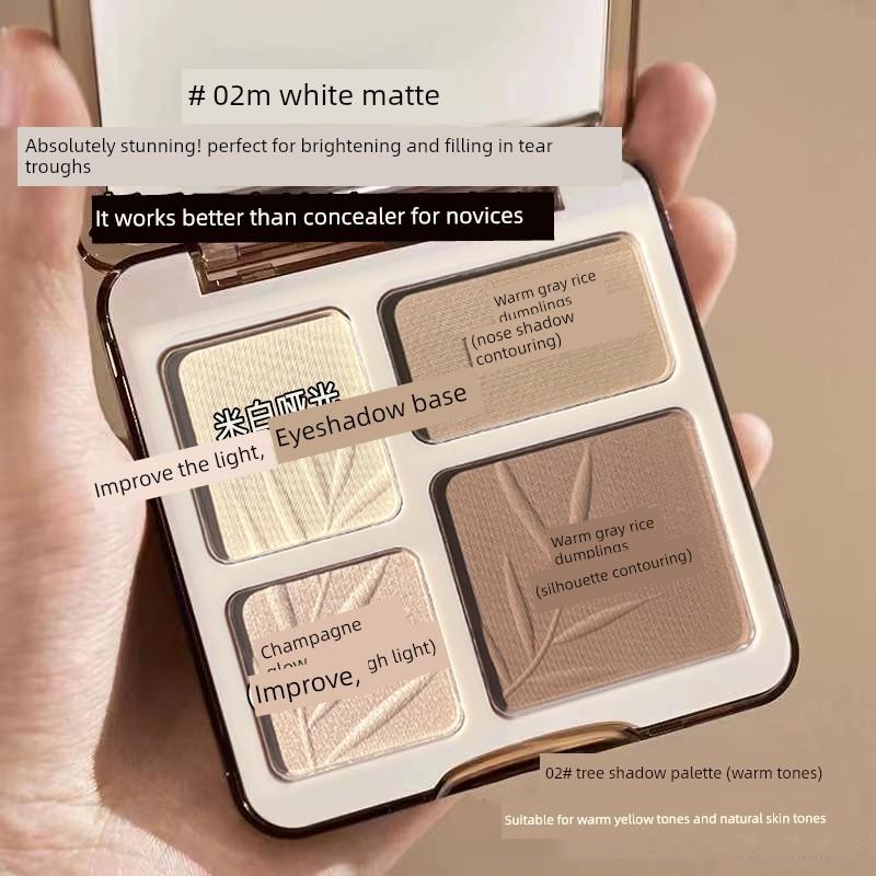 Nana's Same Style Four-Color Highlighter and Contouring All-In-One Palette Matte Brightening Facial Contouring Nose Shadow Blush Comprehensive Palette