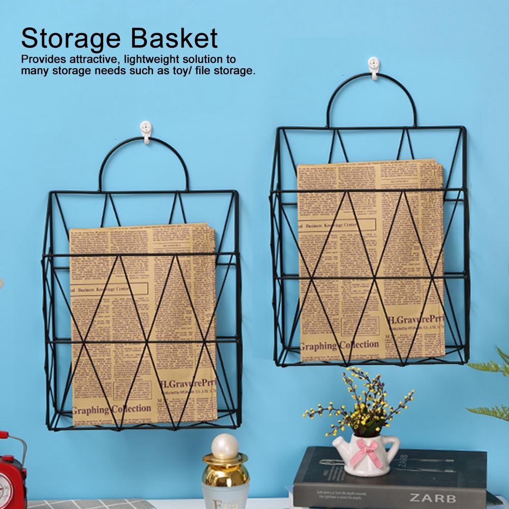 Household Bathroom Hollow Wall Mounted Iron Storage Basket Hanging Holder Organizer