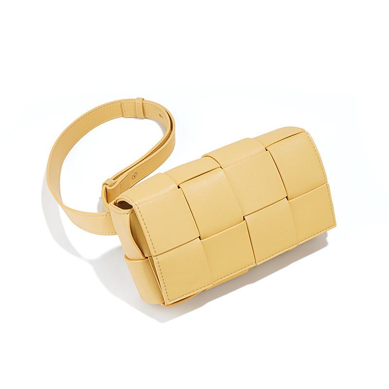 Woven small square bag niche design shoulder messenger bag fashionable versatile leather women's bag