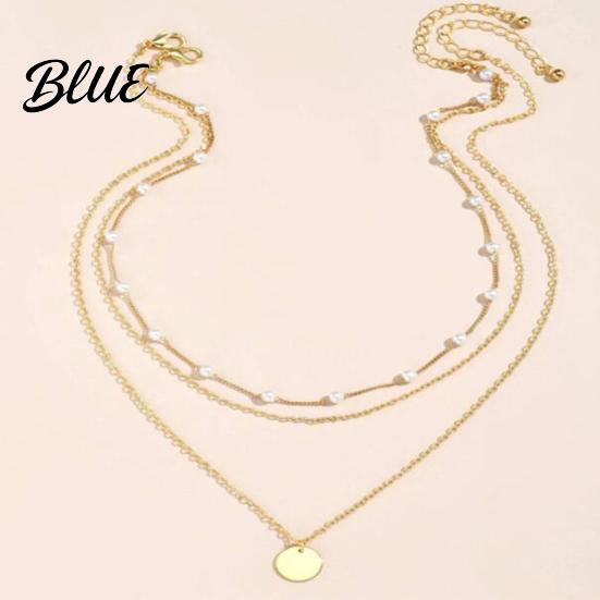 Double-layered Necklace Women Faux Pearl Decor Heart Pendant Lady Layered