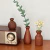 Mini Vaso de Madeira para Flores Secas Feito à Mão Vaso de Flor de Madeira Natural Pequeno Vaso Decorativo para Mesa Estante Decoração de Casa