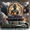 Arazzo Zen Rilassante 2D Buddha con Candele e Nuvole Decorazione Sfondo Casa
