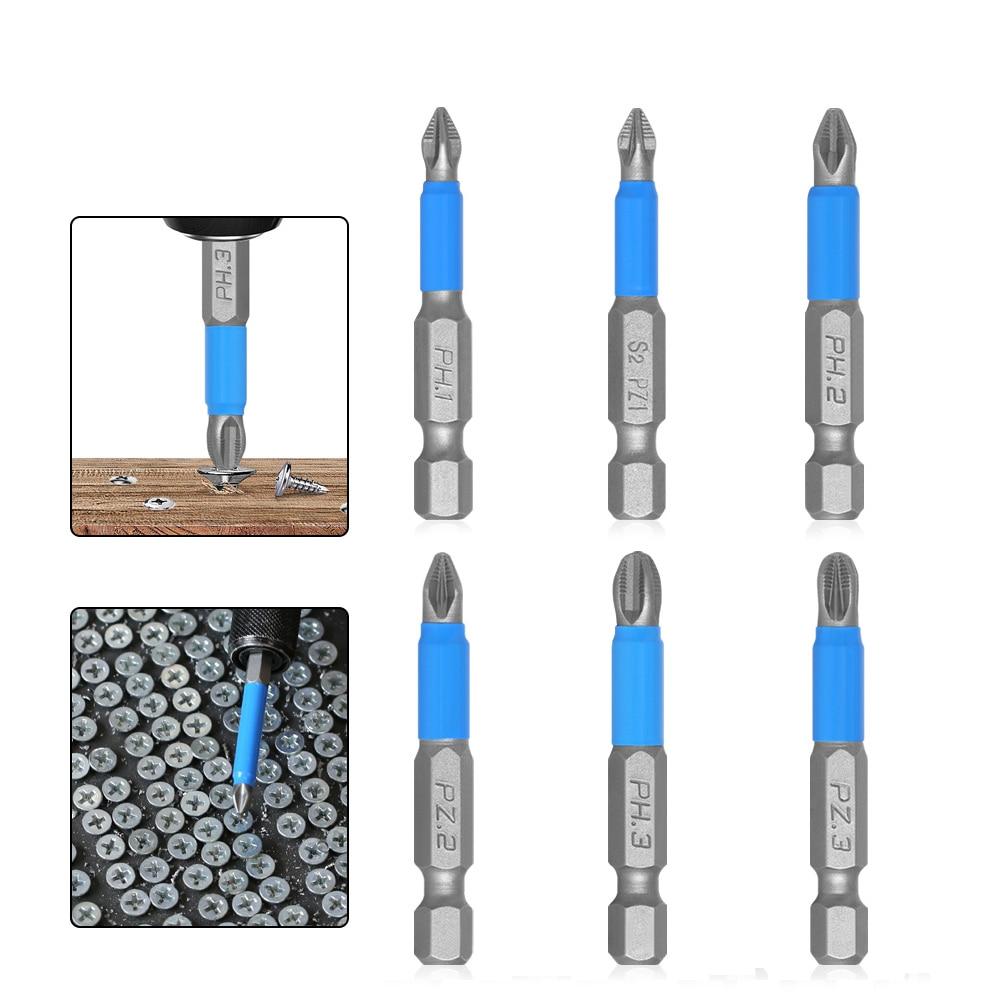 

6Pcs Non Slip Magnetic Screwdriver Bit Set Hex Shank Phillips/Cross Head Screwdriver Drill Bit PH1/PH2/PH3/PZ1/PZ2/PZ3