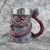Chinese Dragon Beer Mug - Large Capacity, Stainless Steel Liner, Retro Resin Design