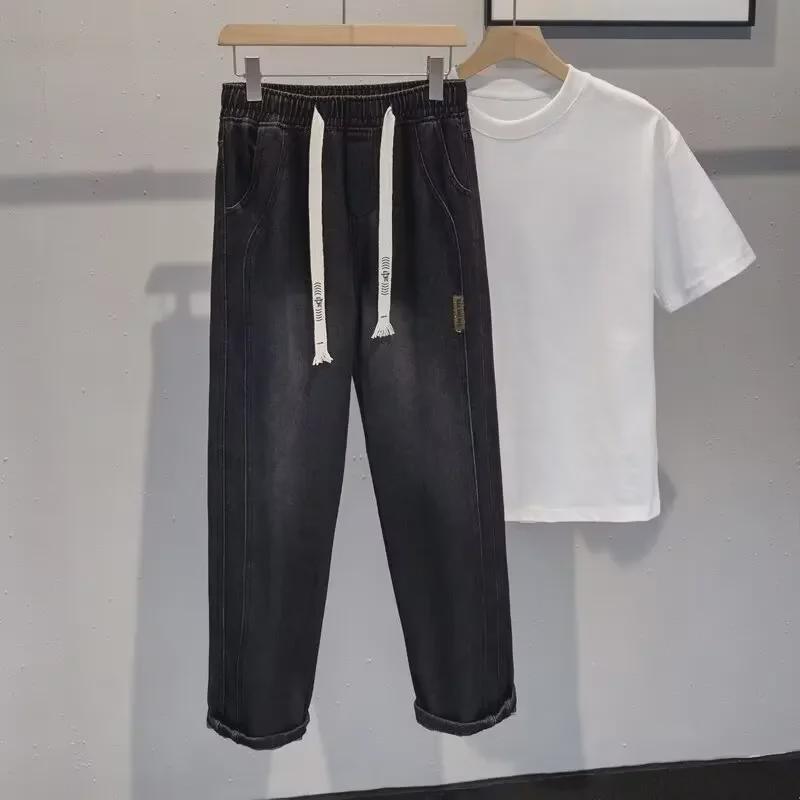 Men's Korean Style Wide-Leg Jeans – Spring/Autumn Fashion Trend, Loose, Casual, Straight Trousers