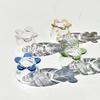 Miniature Glass Flower Figurine Small Hand Blown Faux Crystal Flower Bouquet in Vase