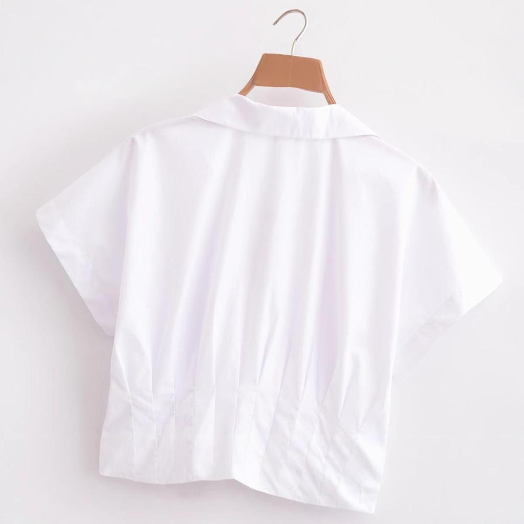 Spring 2025 Women's European & American Style Slim V-Neck Casual Shirt