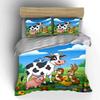 Cartoon Farm Animals Happy Gathering Duvet Cover Set With 3D Printing Design Soft Polyester Bedding Set All-Season Comfort