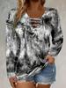 Elegantes Tie-Dye V-Ausschnitt Langarm Übergröße Damen Oberteil für Herbst/Winter 2025