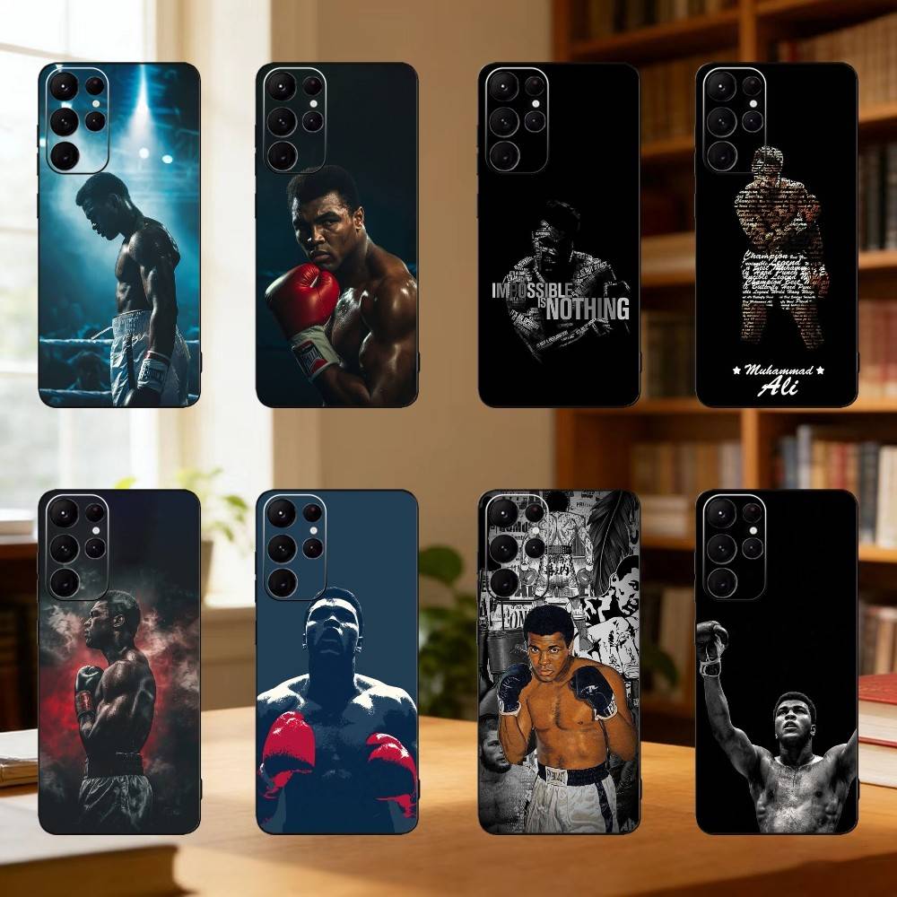 Kämpfer Muhammad A-Ali Handyhülle für Samsung S25,24,21,22,23,30,Ultra,20,Plus,Fe,Lite,Note Weiche Schwarze Hülle