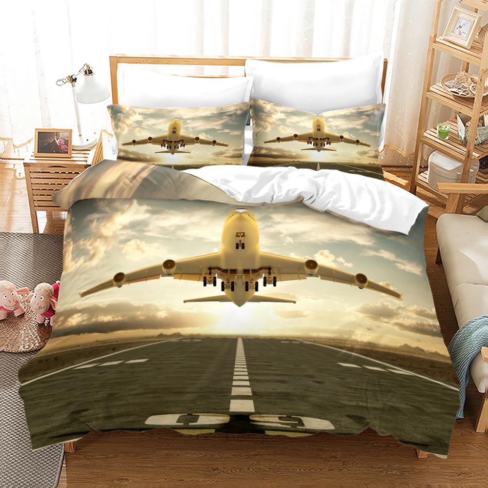 Airplane Duvet Cover Set King Queen Size for Kids Children Teens Aviation Aircraft Sky Bedding Set Polyester Comforter Cover