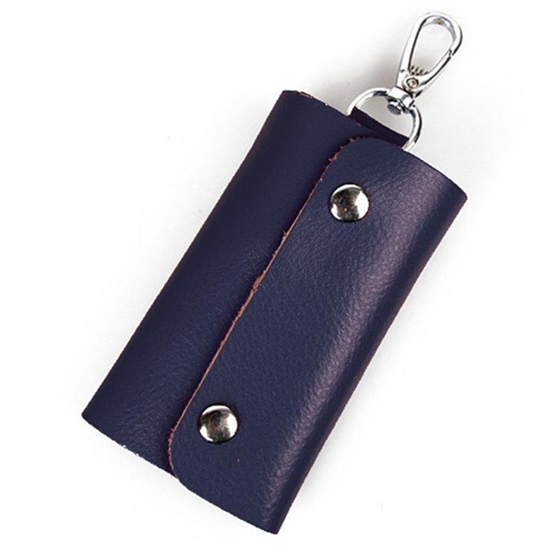 Candy Color Genuine Leather Key Bag - Unisex Cowhide Key Holder
