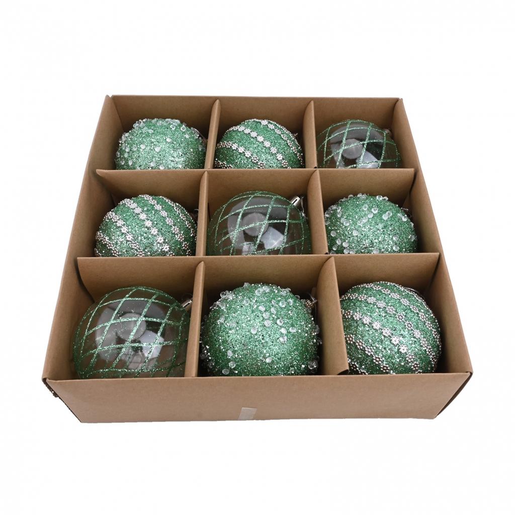 Shimmering 8CM Christmas Ball Ornaments Set of 9 for Festive Tree Decor