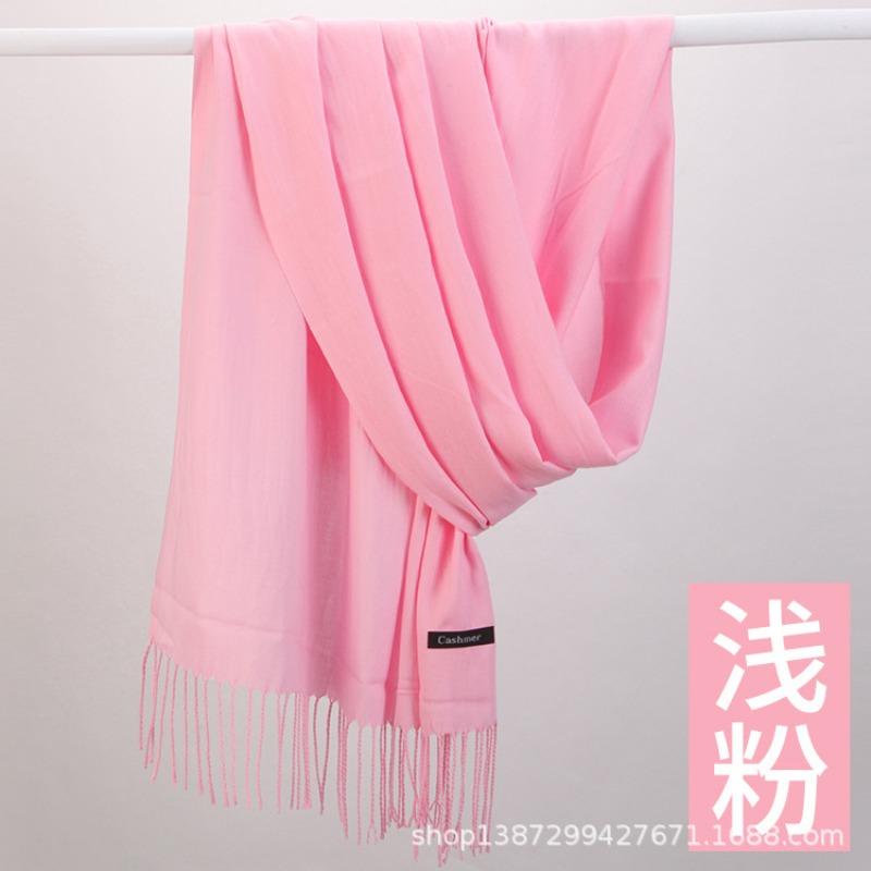 Solid color cashmere bristle scarf women's autumn and winter warm versatile gift shawl factory