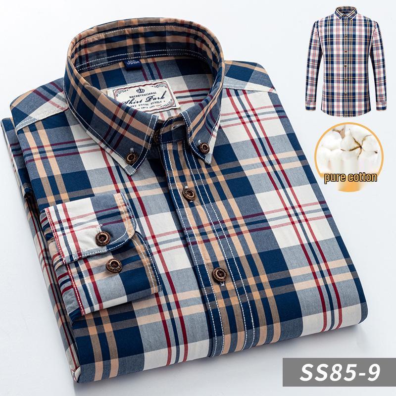 

Yi Shenhai Men s Slim Fit Cotton Plaid Long Sleeve Shirt - Spring/Autumn Fashionable Lapel Design 39 (suggested for 110-130 lbs)