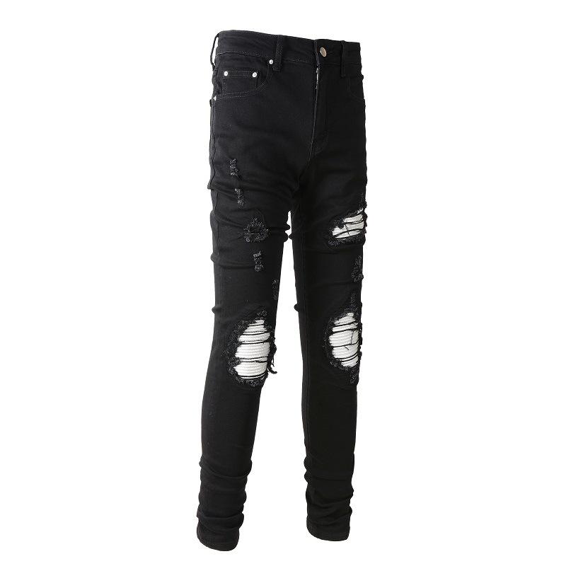 Jeans Neri Strappati Xintang da Uomo 877 - Pantaloni Casual
