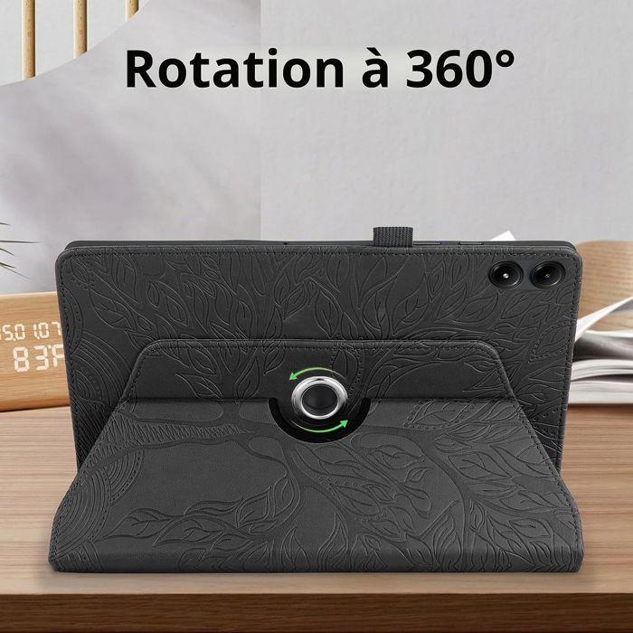 Coque pour Xiaomi Redmi Pad 2 Pro / Pad Pro 12,1 Pouces, Antichoc Rotatif Motif Arbre Cuir PU Noir