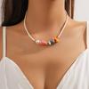 Color Blocked Bead Collarbone Chain Ocean Design Ceramic Necklace Small Fish Bohemian Necklace for Women