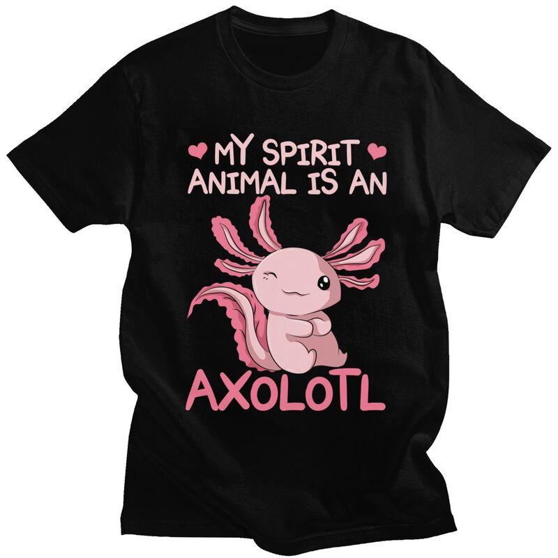 

Custom My Spirit Animal Is An Axolotl Tshirts for Men Short Sleeves T Shirt Salamander Animal T-shirt Loose Fit 100% Cotton T... 5XL різнокольоровий