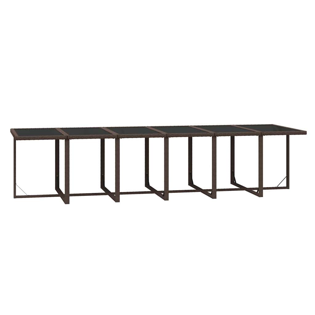 17 piece brown polyrattan garden dining set with cushions