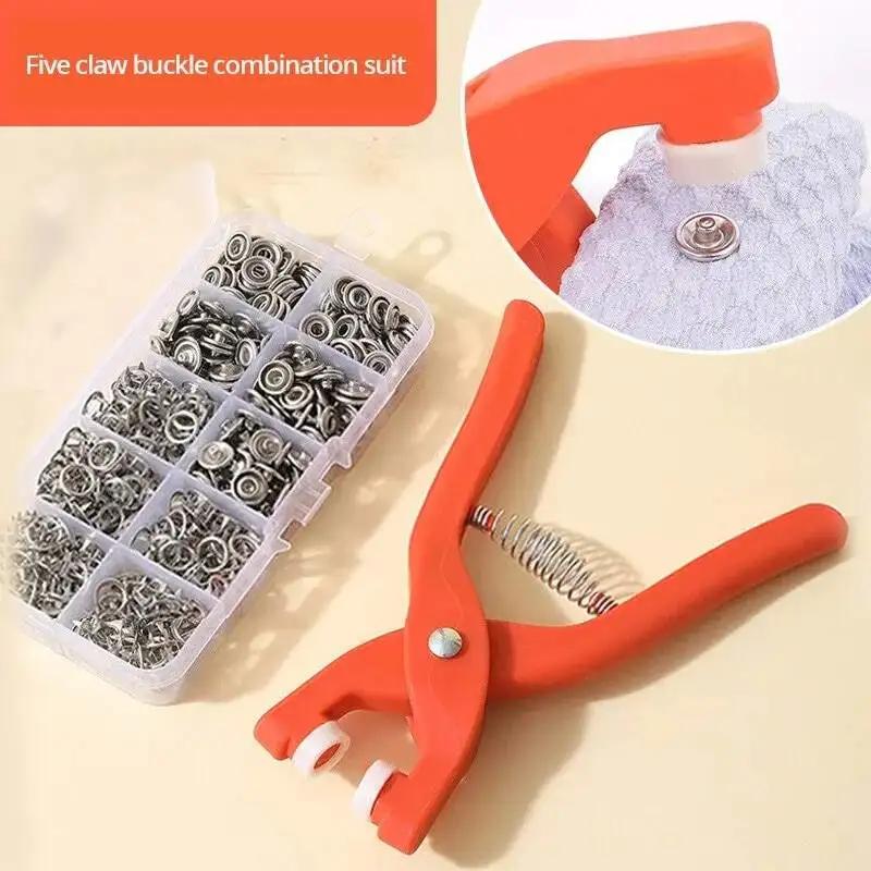 50pcs/set Metal Snap Button Kit with Hand Pressure Pliers and 50 Snap Buttons and 1 Clear Box DIY Clothes Hats Gifts Bags Etc