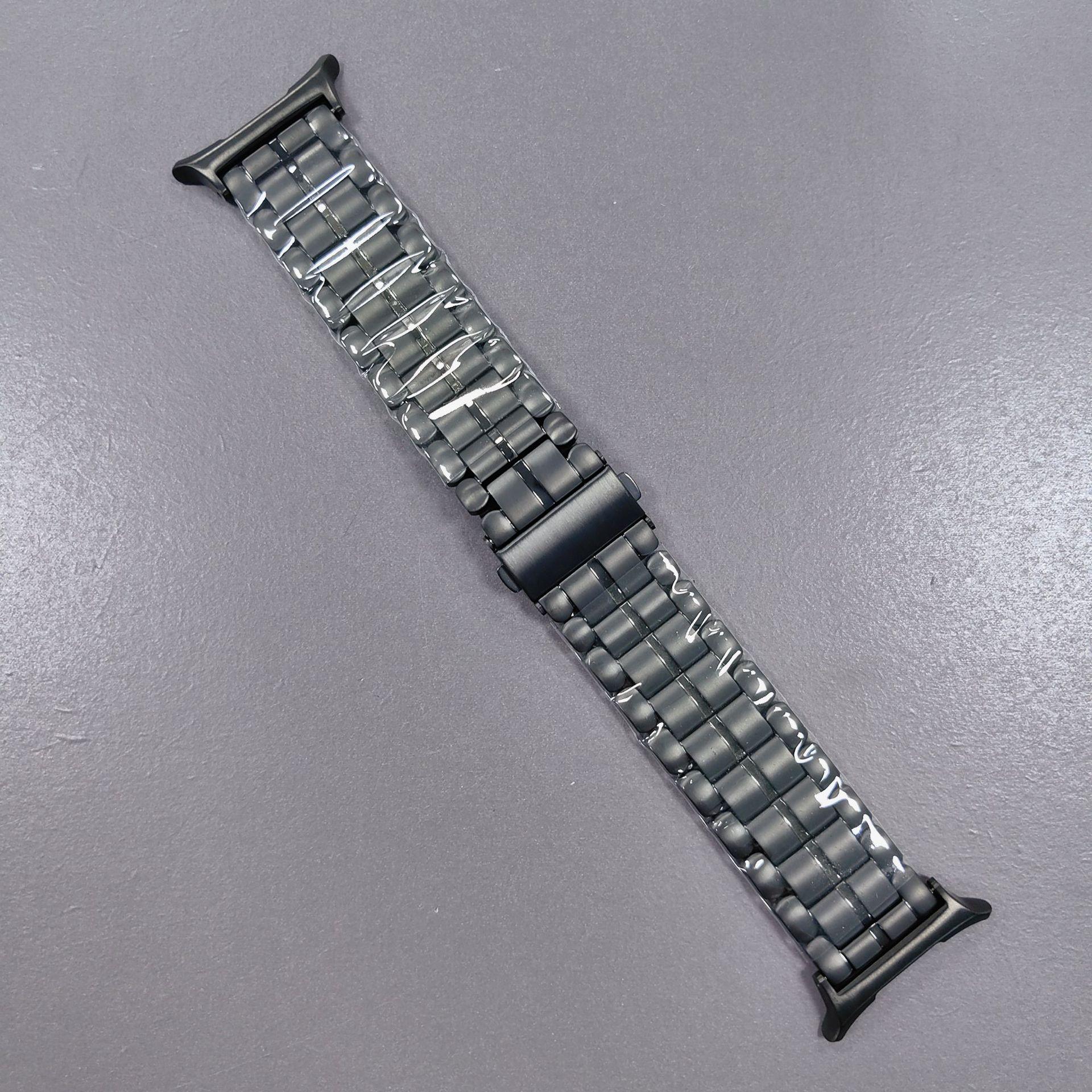 

For Samsung Galaxy Watch Ultra 47mm Semicircular Design Watch Band Titanium Alloy 5-Bead Wrist Strap Grey