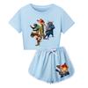 Kids Summer Sport T-Shirt And Shorts 2 Piece Outfit Tracksuit Set Short Sleeve Print Crop Tops With Clothing Set