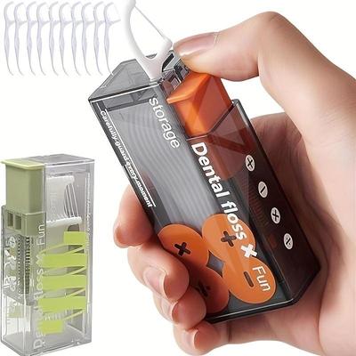 Plastic Toothpicks Box Dental Floss Stick Dispenser Portable Dental Floss Box Automatic Pop-up Dental Floss Storage Box