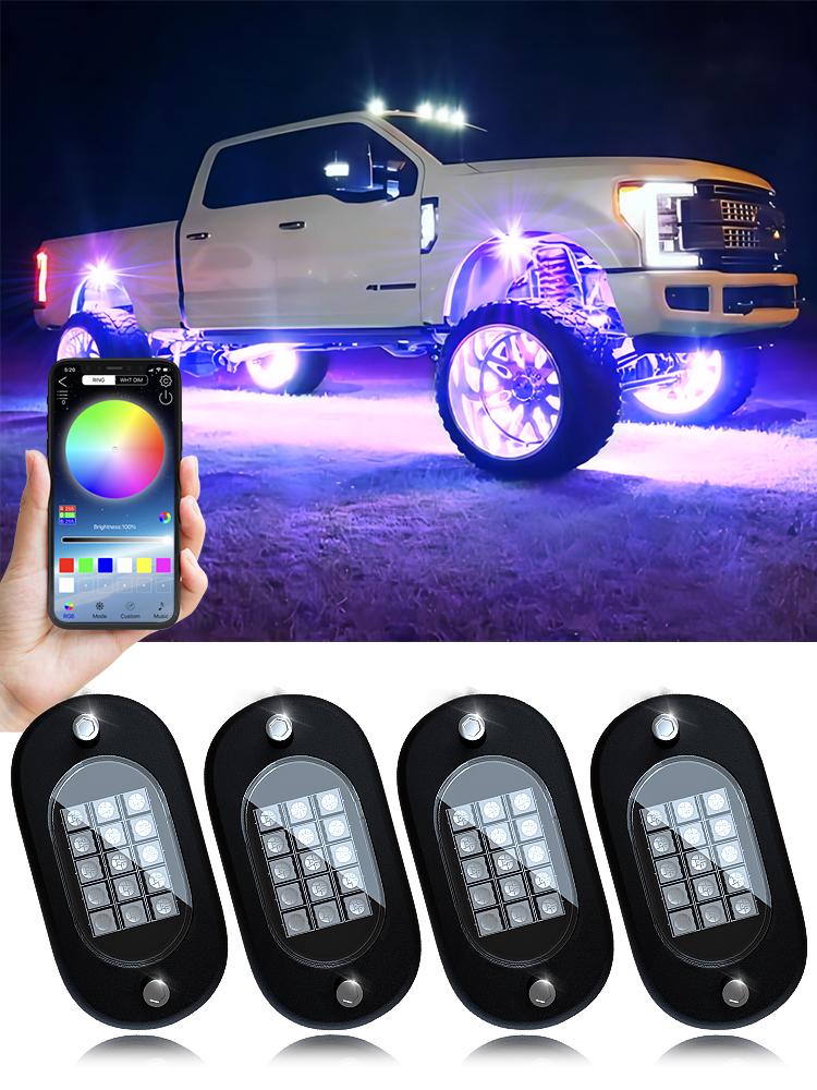 

Honalia RGB LED Rock Lights APP Control Music Neon Car Underglow Chassis Light для внедорожника, грузовика, внедорожника, квадроцикла, лодки