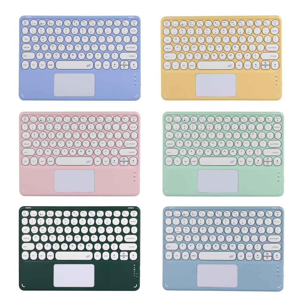 Universal Bluetooth Keyboard for 10-11 Inch Tablets: Compatible with iPad, Samsung, Huawei, Lenovo. Features Round Keys and Touch Color.