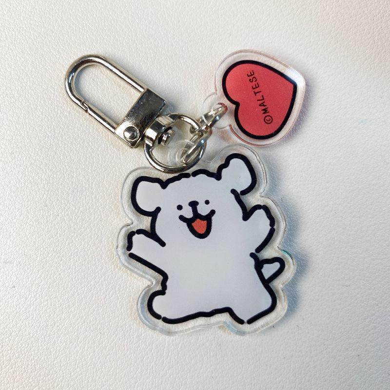 Roztomilý kreslený akrylový přívěsek pro štěně pejska Zábavný kreslený roztomilý přívěsek na školní tašku Příslušenství Malý dárek