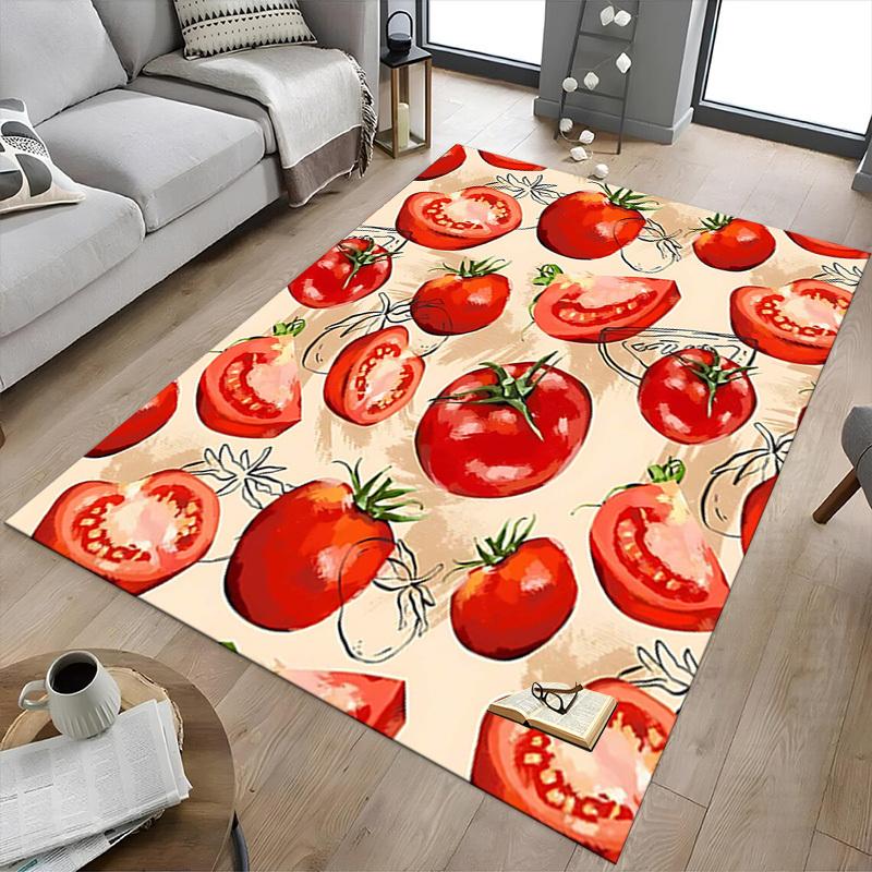 1PC Tomato Pattern Extra Large Non-Slip Floor Carpet, Office, Family, Bedroom, Studio - Large Area Rug Indoor Rugs, Vibrant Colors-W299