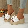Personality Slippers, Women's Wedge Heel Bow Summer Slippers, Comfortable and Elegant, Thick-soled Women's Shoes, Large Size