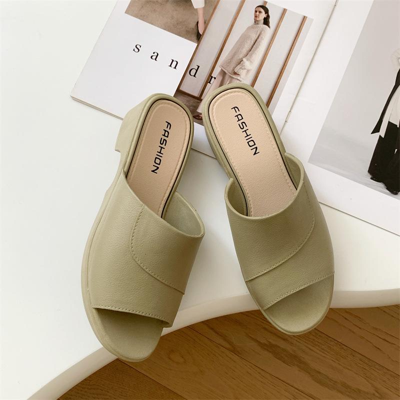 Yuzhihao Women s One-Strap Low-Heel Beach Sandals - Solid Color Summer Outdoor Slippers 40-41