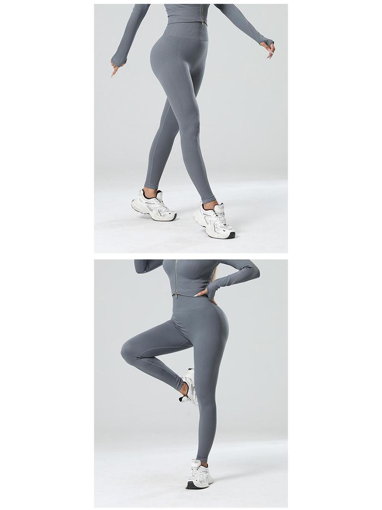 European & American Women's Seamless High Waist Yoga Pants - Tummy Control, Hip Lift, Nude Feel, Quick-Drying, Tight Fit for Cycling & Fitness.