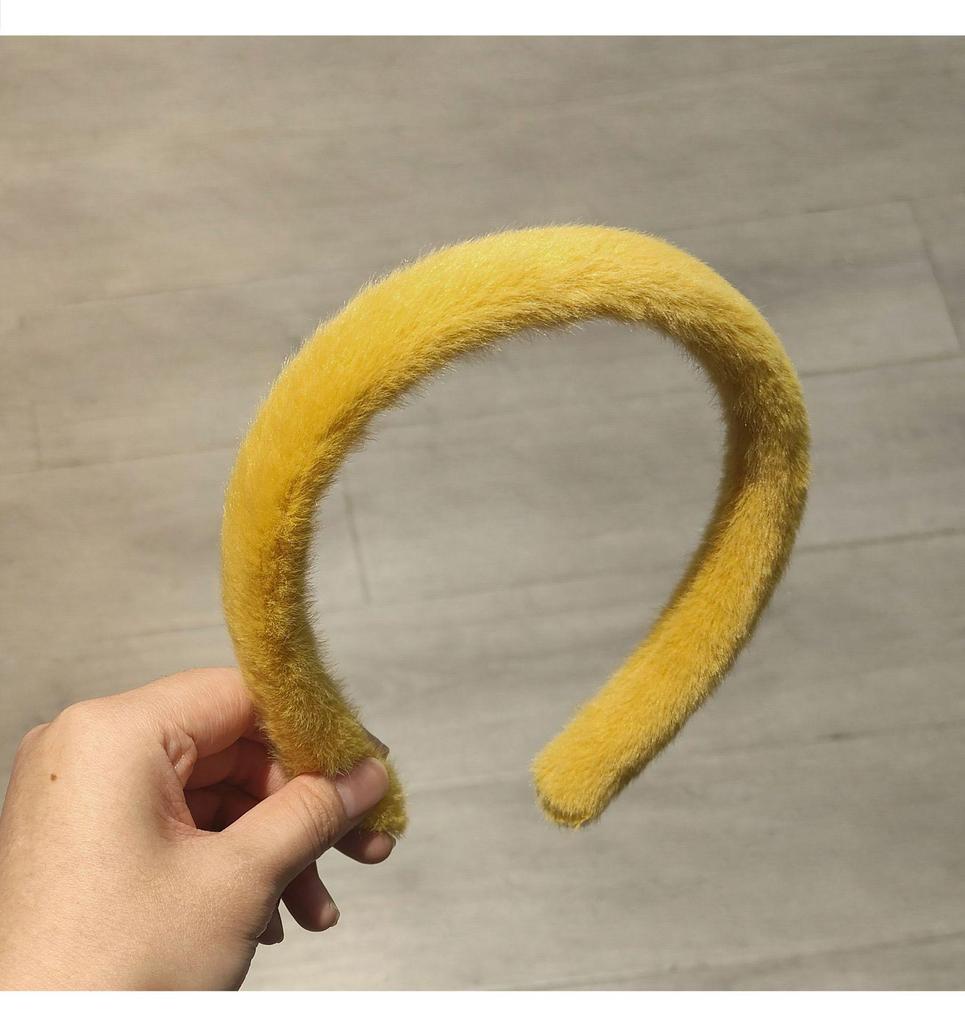 Imitation Mink Fur Wide Edge Headband for Women - Autumn/Winter Face Washing Accessory