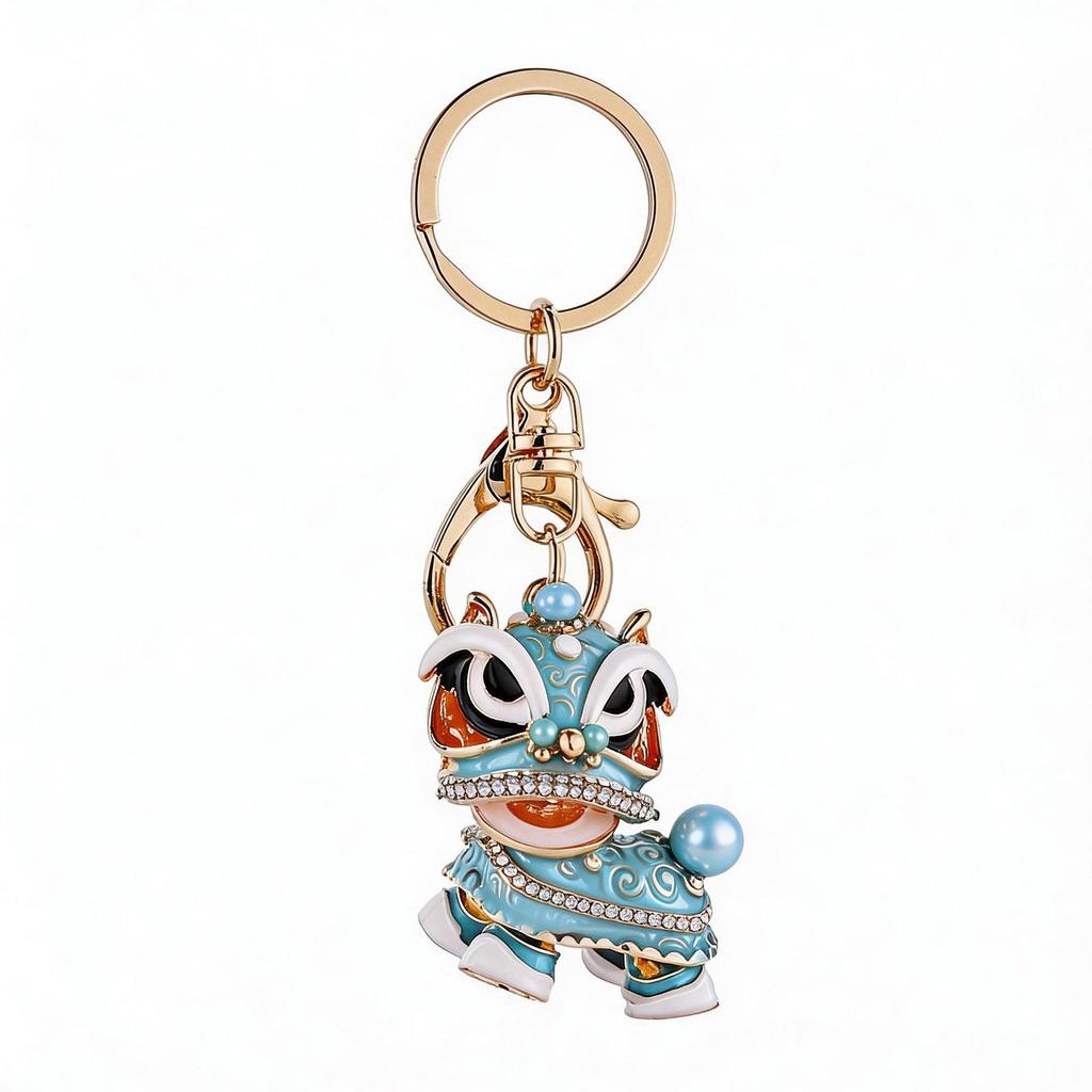 Chinese Lion Dance Keychain - Traditional Style Lion Charm