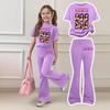 Kids Girls Casual Short Sleeve Printed Outfit Set for Play and Daily Wear