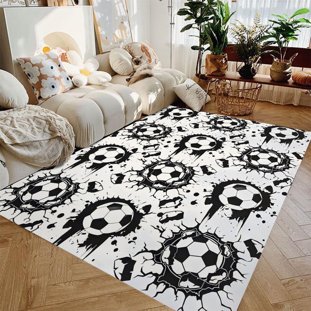 Football Area Rug Soccer Floor Decor Washable Carpet for Living Room Bedroom Kid Room Gamer Room Stylish Sports Themed Rug