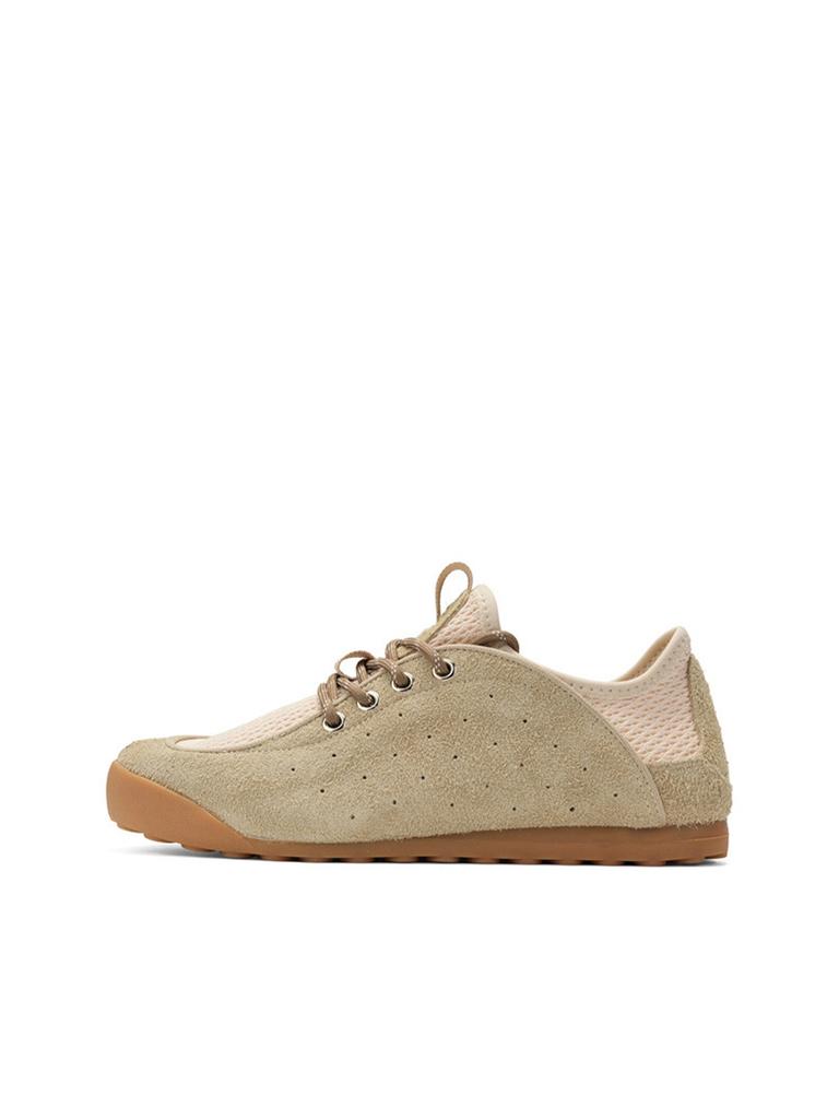 Vintage Suede Mesh Sneakers for Women Breathable Lightweight Casual Lace-Up Shoes with Rubber Sole
