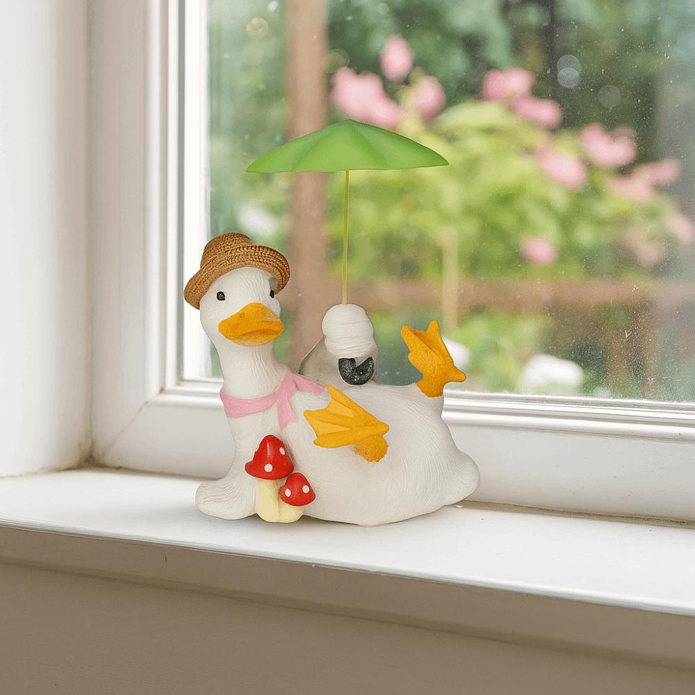 Simulated Duck Umbrella Ornament Handicraft Cartoon Resin Animal Sculpture  Children Girls Boys