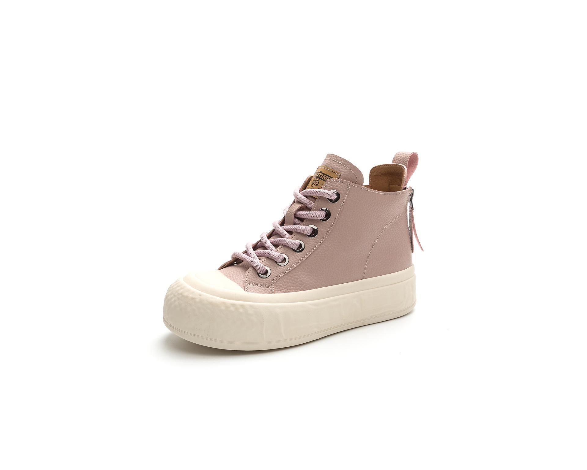 Высокие повседневные белые туфли женские кожаные после осени с двойной молнией большого — фото 10