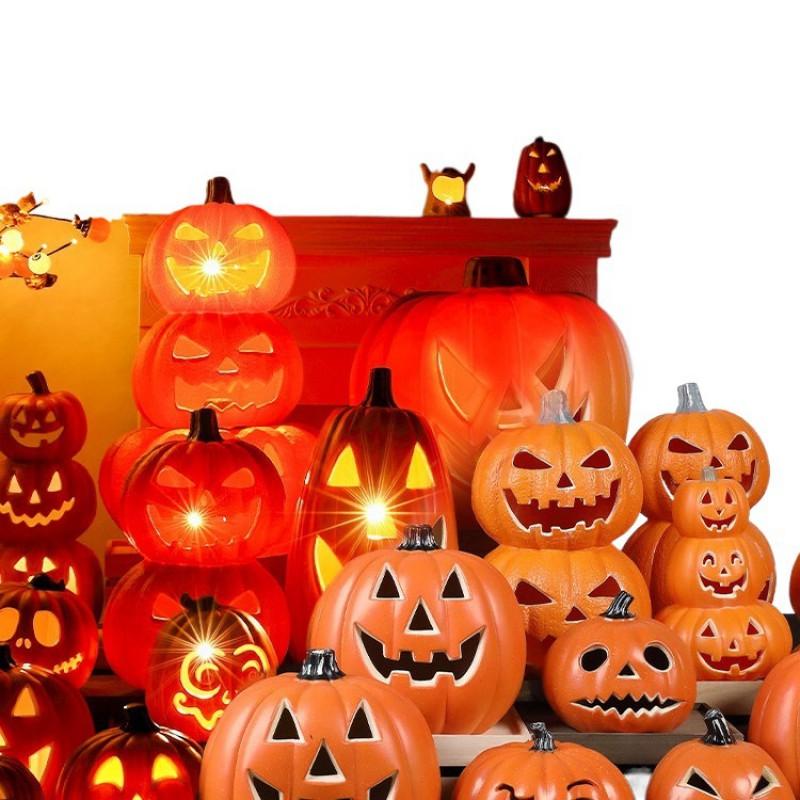 Halloween Pumpkin Lantern Decorations Spooky Party Props Haunted House Photo Booth Supplies