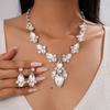 2-Piece Light Luxury Style Diamond-set Oval Water Drop Stud Earrings Sweater Chain Personalized Ins Internet Celebrity Necklace