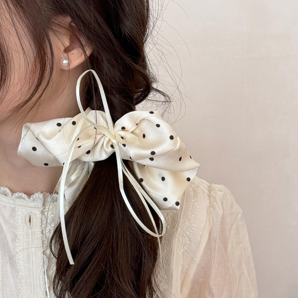Polka Dot Large Intestine Hair Band, Ribbon Ribbon, Bow Tie, Fairy Headwear, Ballet-style Headwear, Leather Band Hair Accessory