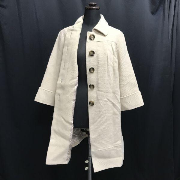 Adam et Rop Angora A-Line Coat Women's M Beige Lined 3/4 Sleeve(USED)